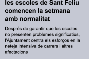Després de la tempesta, les escoles de Sant Feliu comencen la setmana amb normalitat