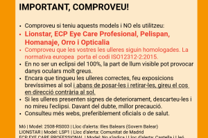 Les autoritats retiren 6 models d'ulleres per l'eclipsi, pel risc de lesions oculars (són ja 7)