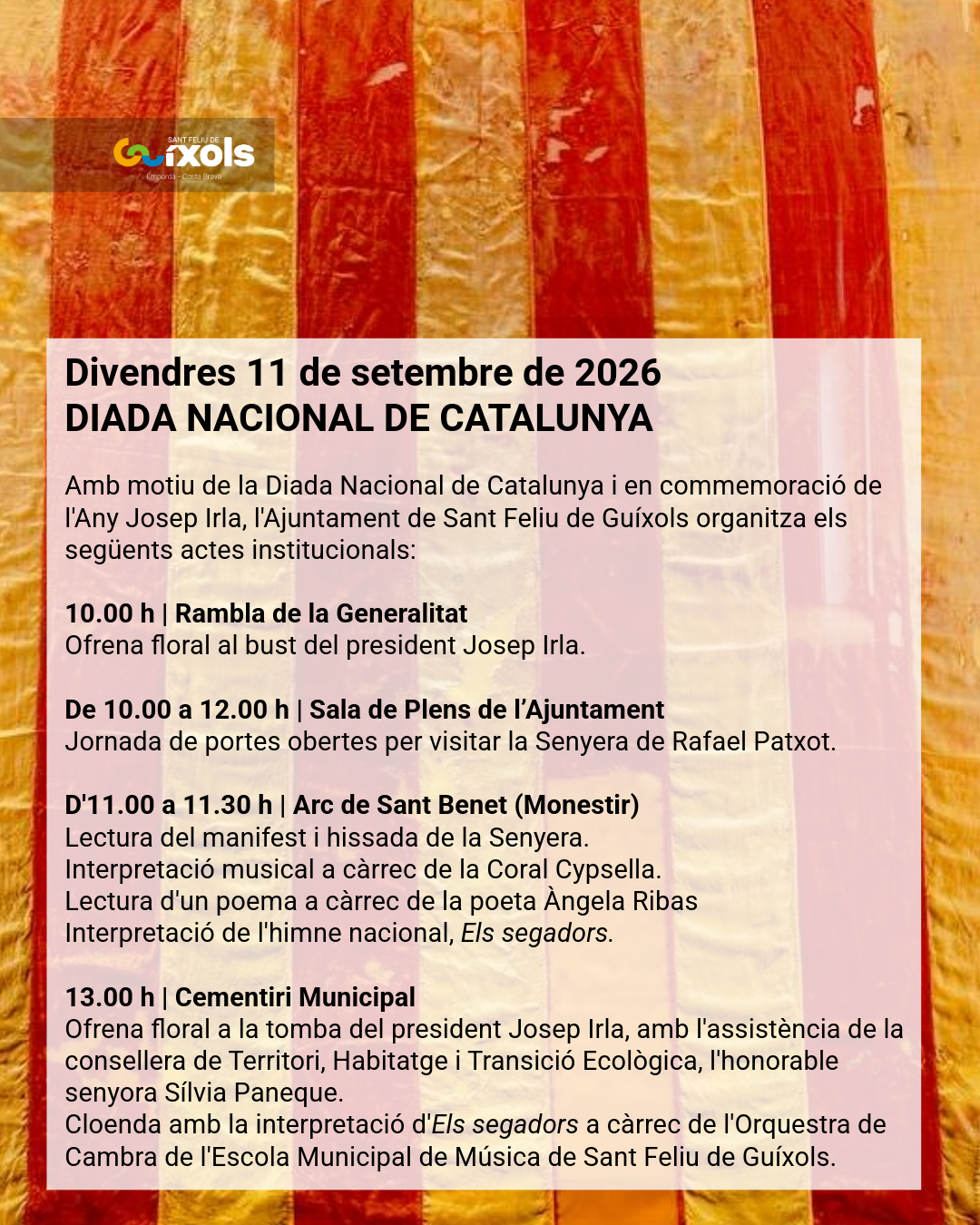 Divendres 11 de Setembre de 2026 - Diada Nacional de Catalunya